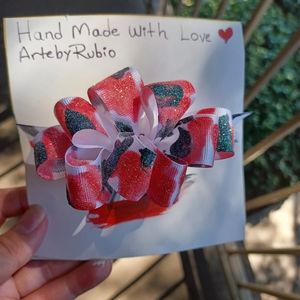 Hair Bow holder for Girls Red/Black Handmade